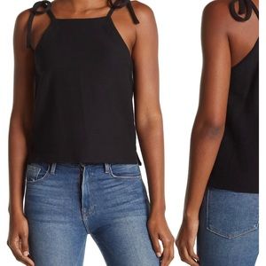 Madewell black cotton adjustable tank / crop/ halter top